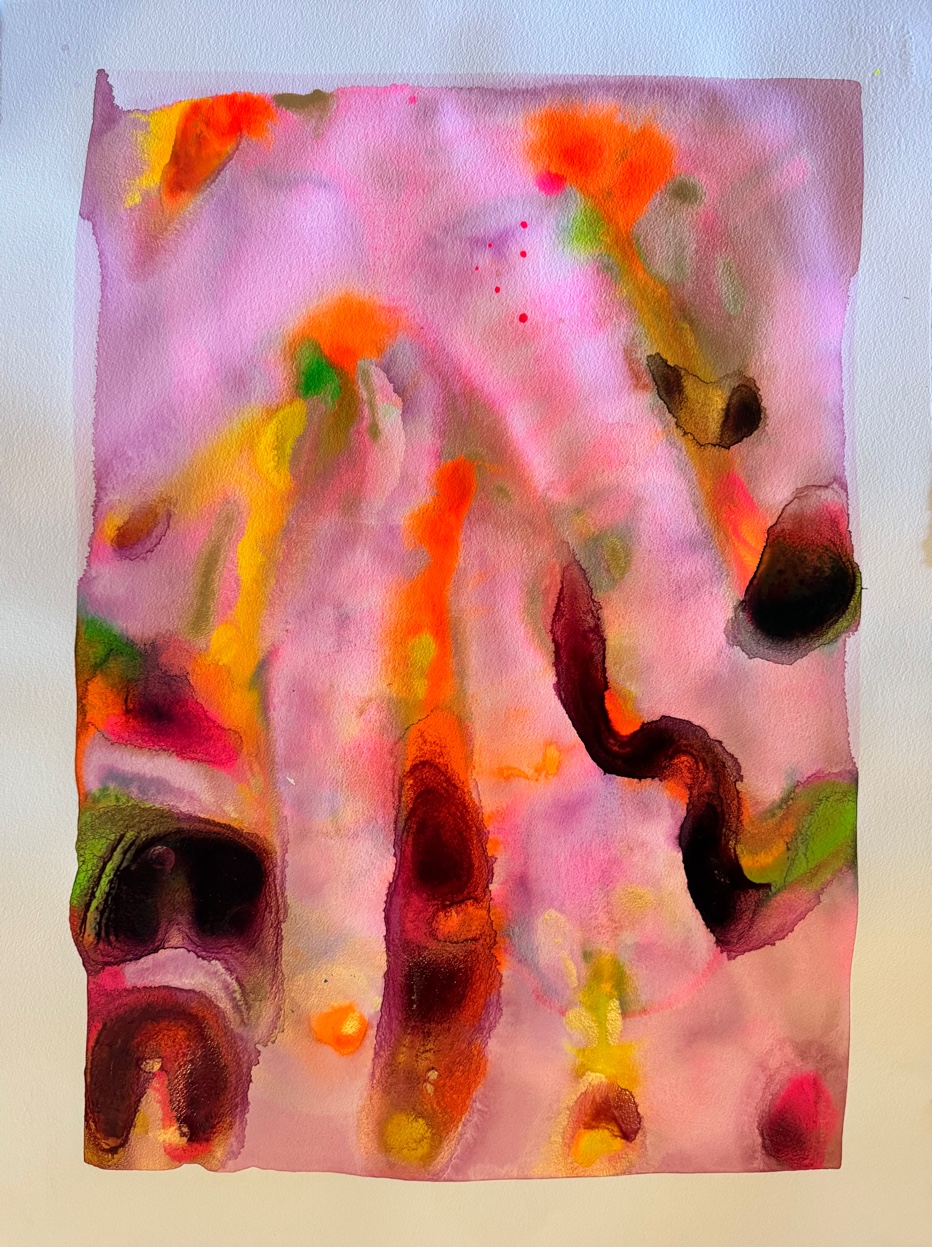 Vibrant pink and orange flowing abstract