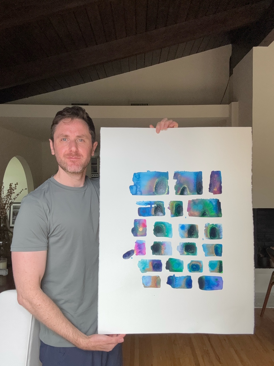 Blue and teal color study grid