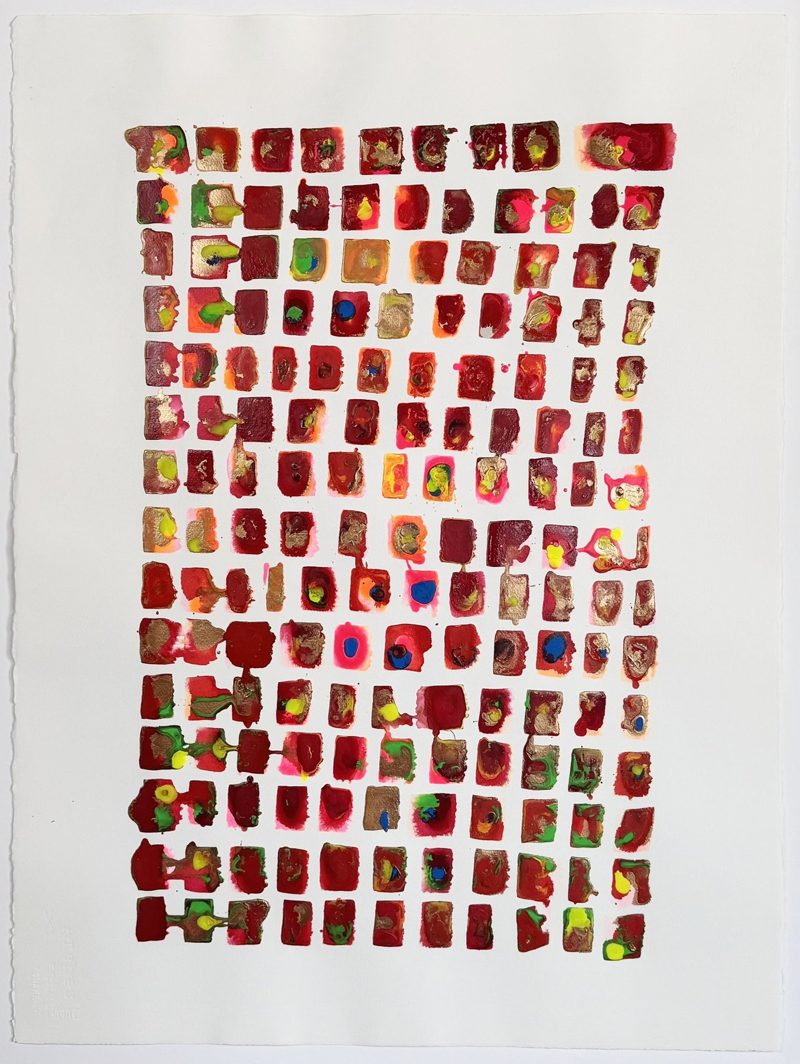 Multiverse, 2025, acrylic on watercolor paper, 22 by 30 inches