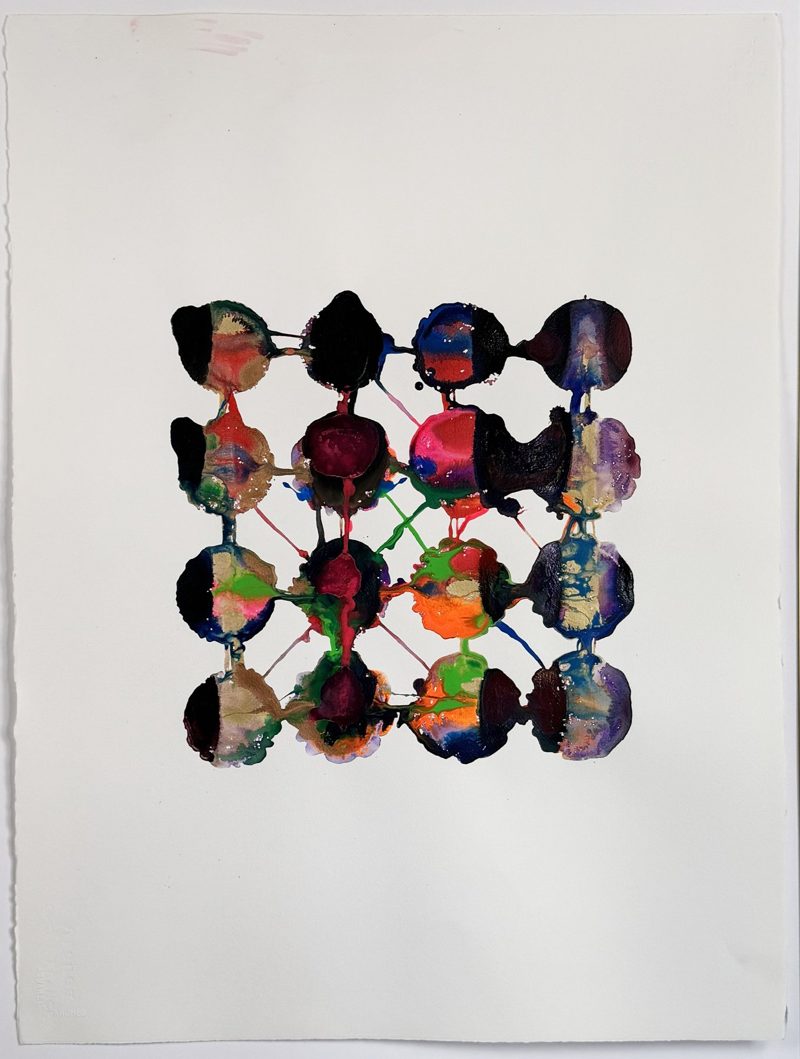Multiverse, 2025, acrylic on watercolor paper, 22 by 30 inches
