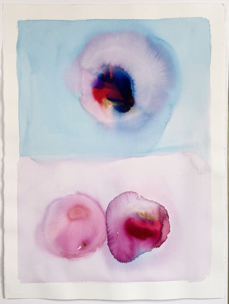Wavefunction, 2025, acrylic on watercolor paper, 22 by 30 inches